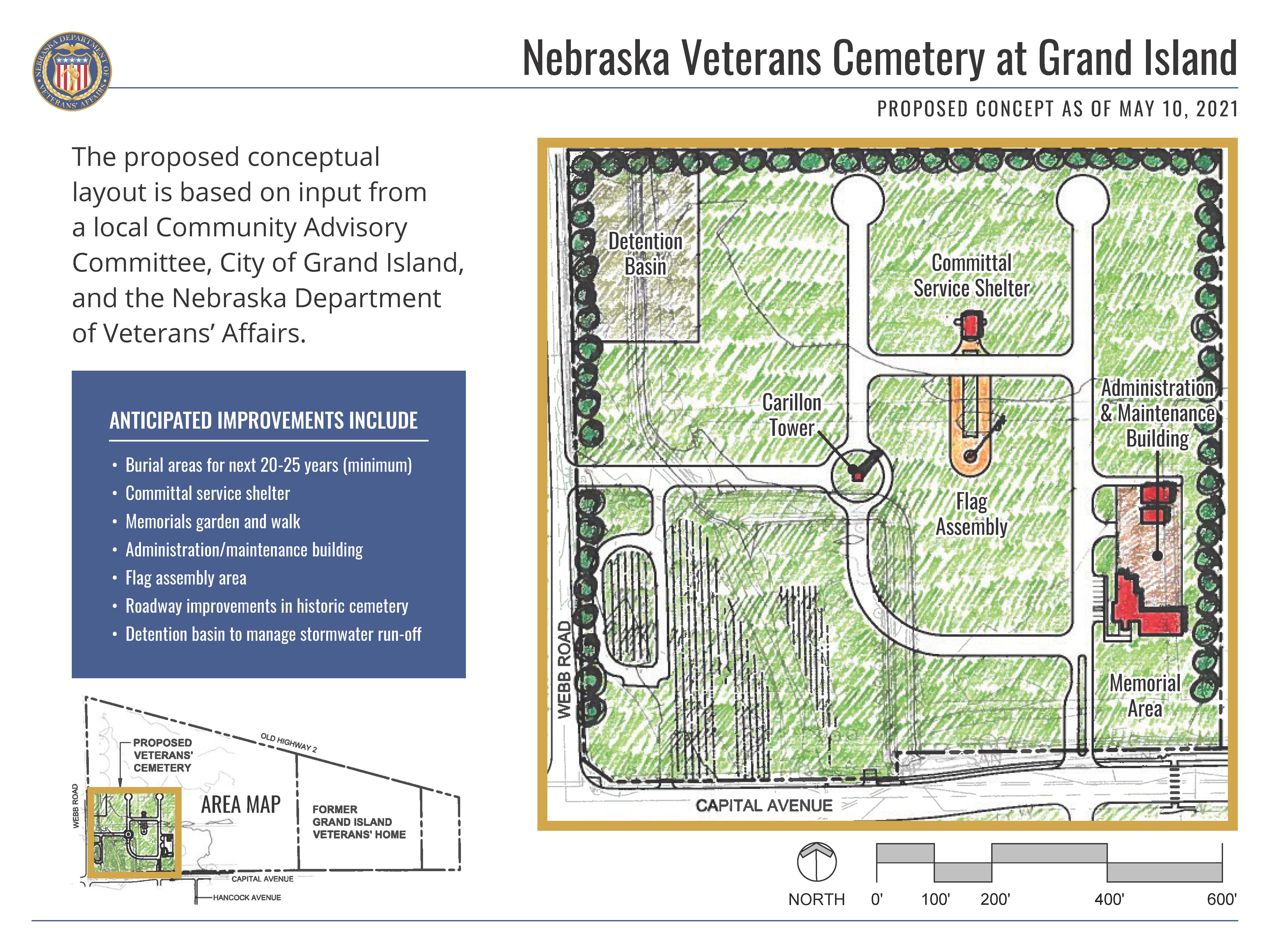 Draft rendering of Nebraska Veterans Cemetery at Grand Island plans