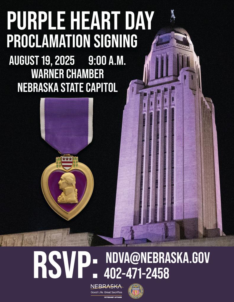 Purple Heart Day proclamation signing flyer