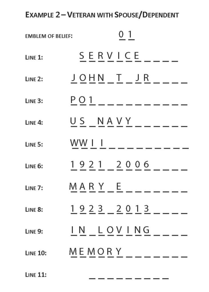 columbarium niche cover inscription example 2 - veteran with spouse