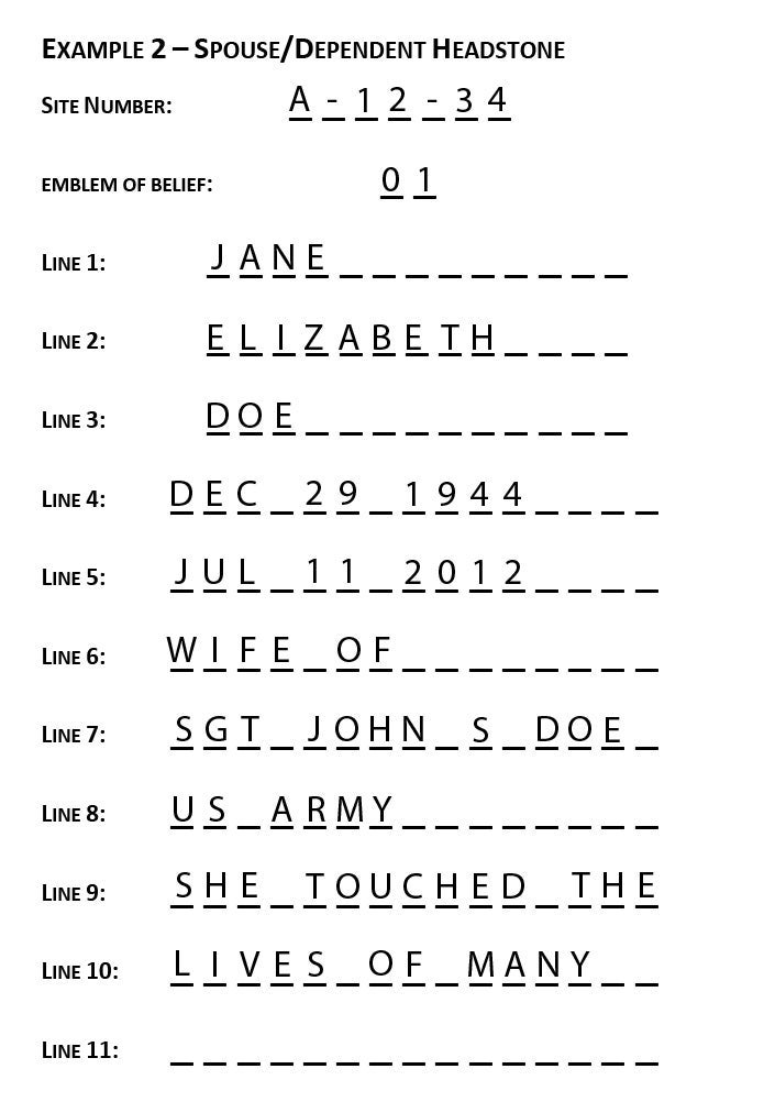 Completed form example 2 - Spouse or Dependent