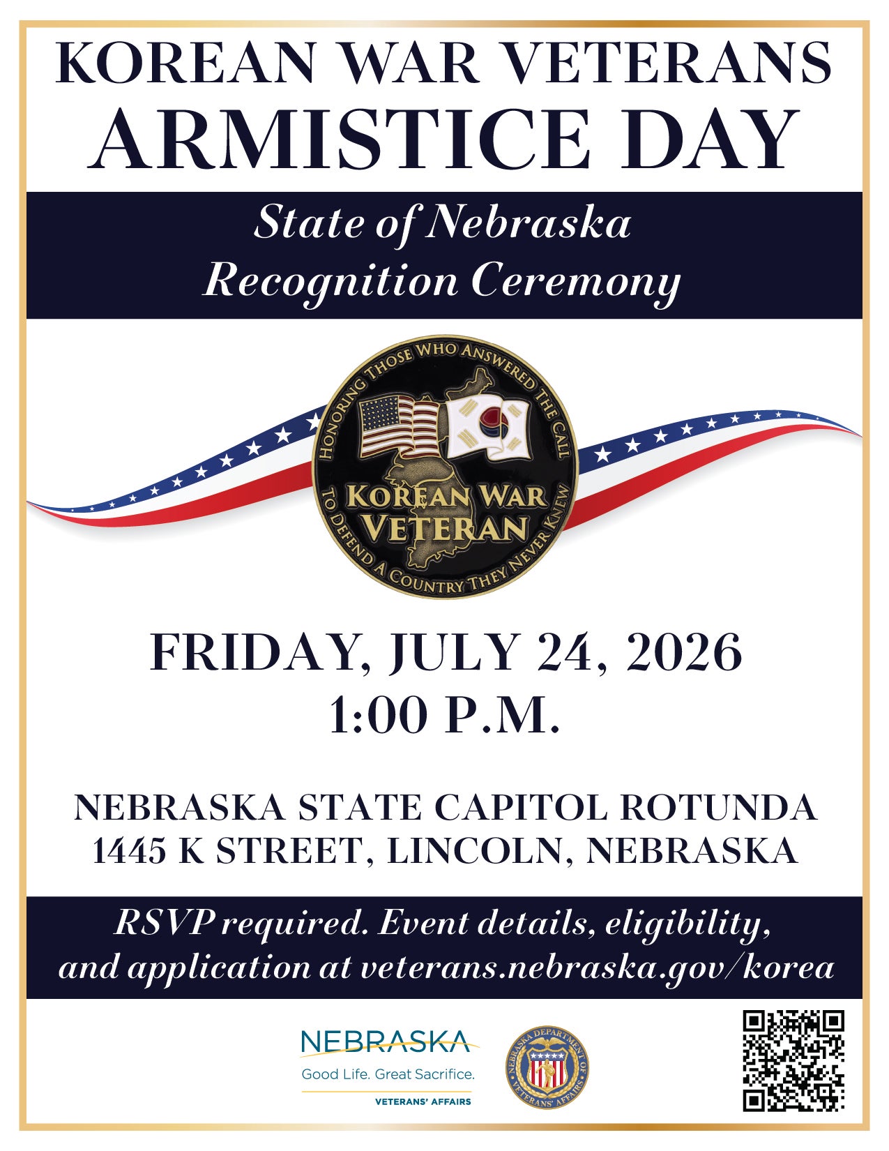 Flyer detailing Korean War Veterans Armistice Day event