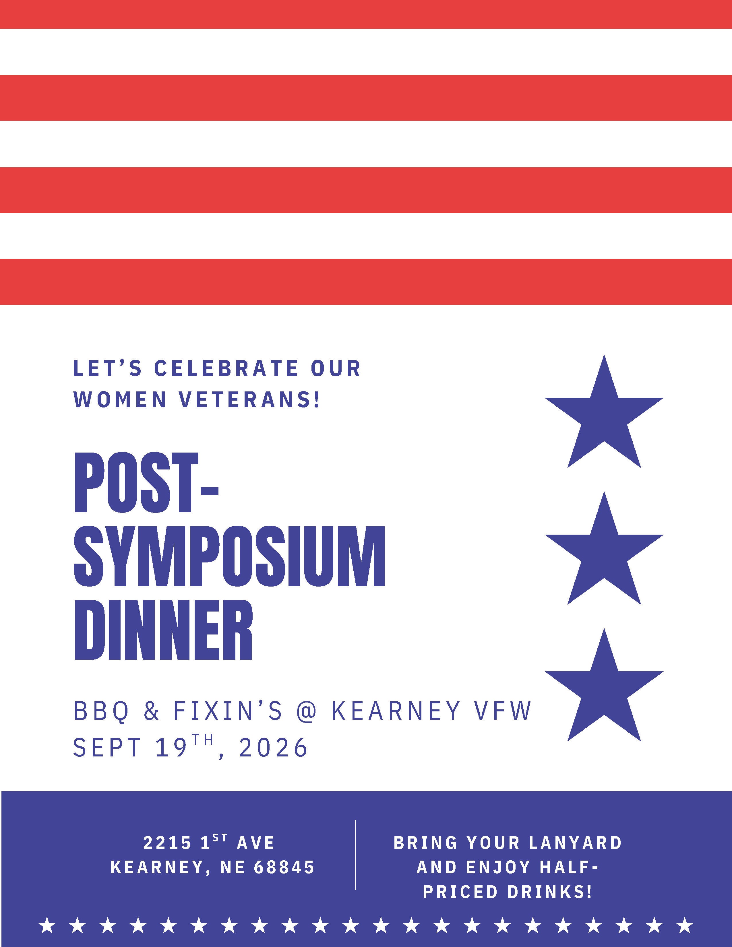 Kearney VFW Post-symposium dinner flyer