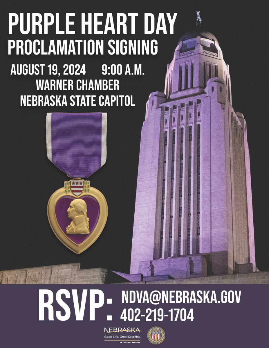 Purple Heart Day Proclamation Ceremony flyer