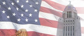 american flag over lincoln capitol