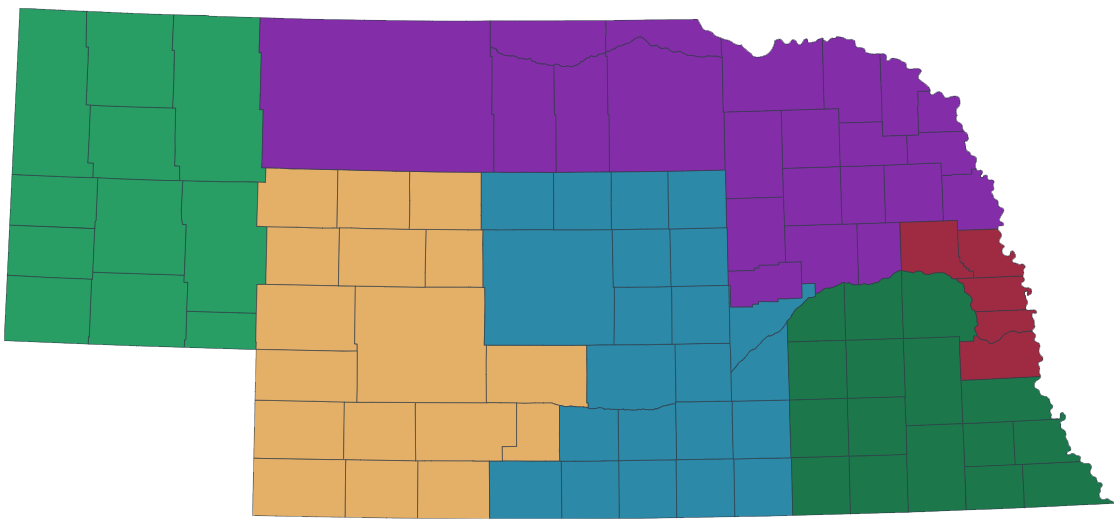 Behavioral Health Regions Map of Nebraska