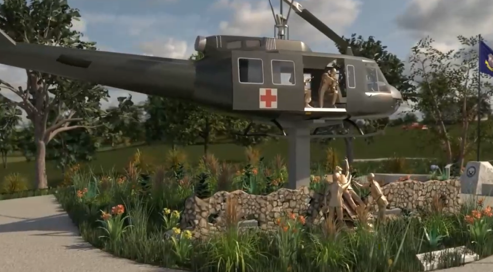 Rendering of Huey helicopter static display 