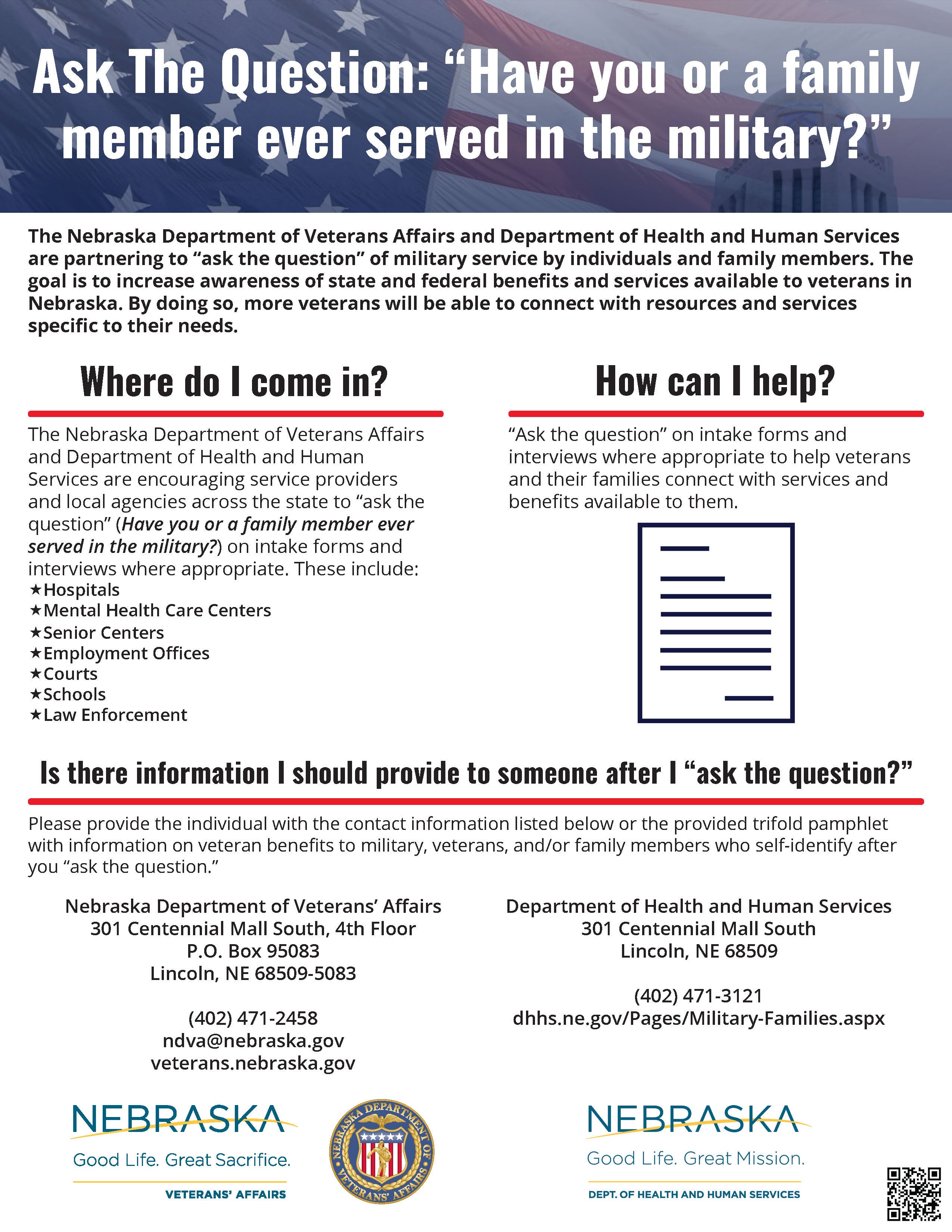 Flyer for the Ask The Question campaign