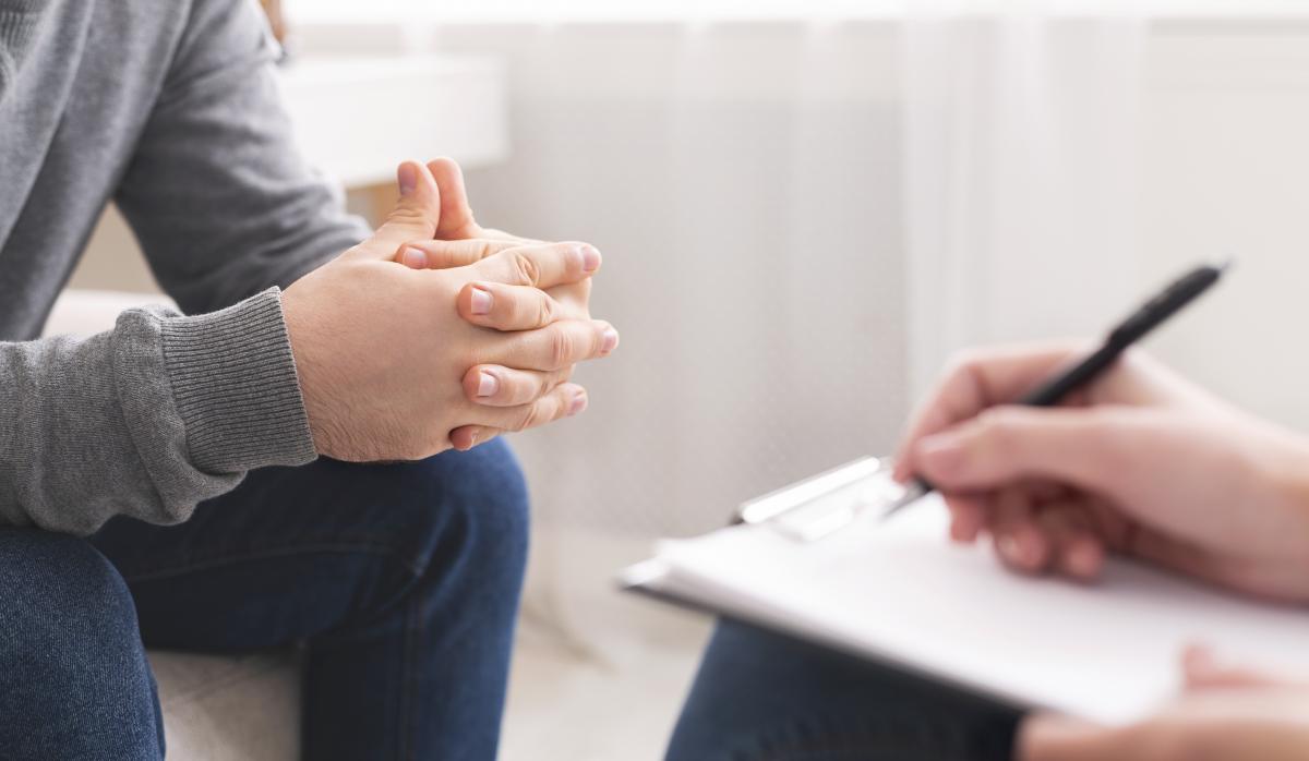 counseling patient talking with a therapist