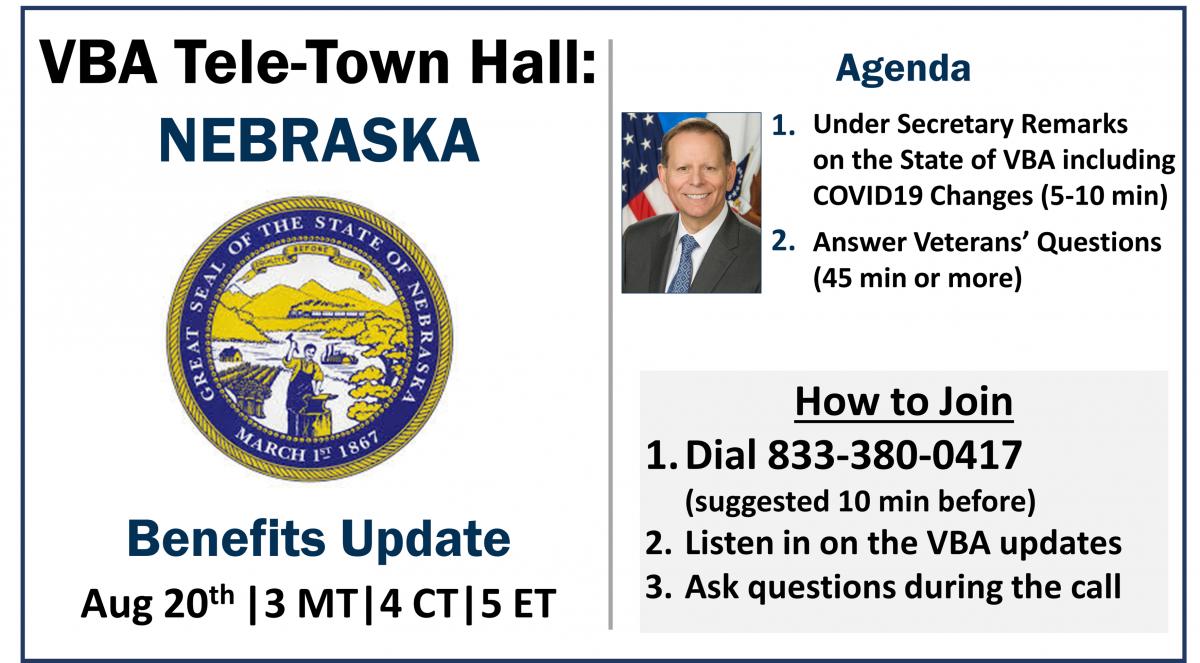 VBA Tele-Town Hall Nebraska Benefits Update with Under Secretary for Benefits Dr. Paul Lawrence
