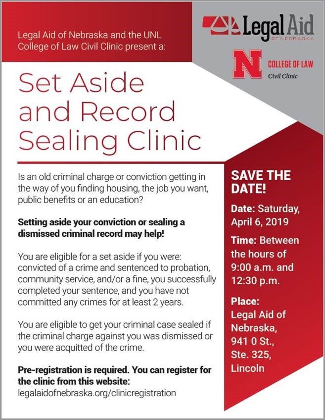 Set Aside and Record Sealing Clinic Flyer