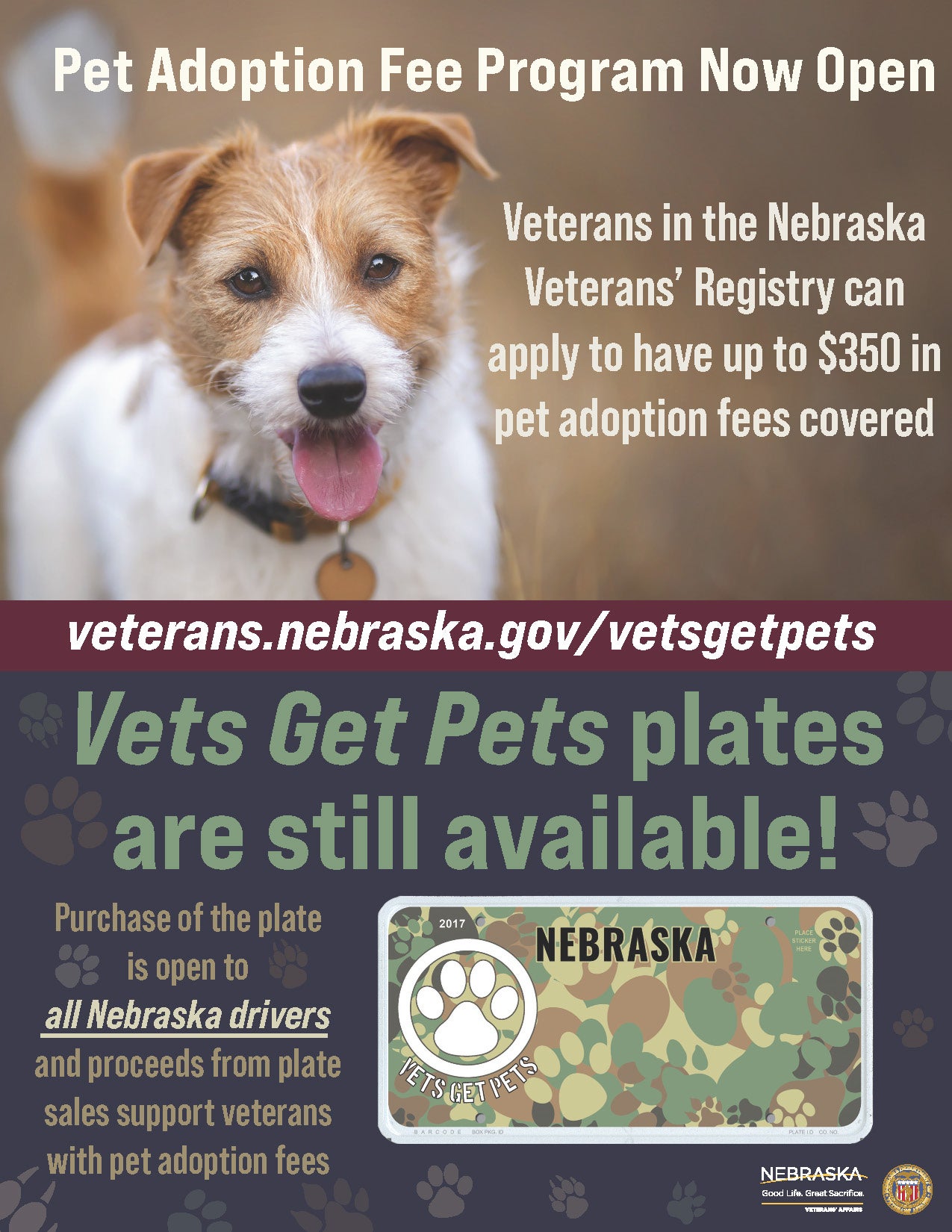 Vets Get Pets Adoption Fee Program flyer