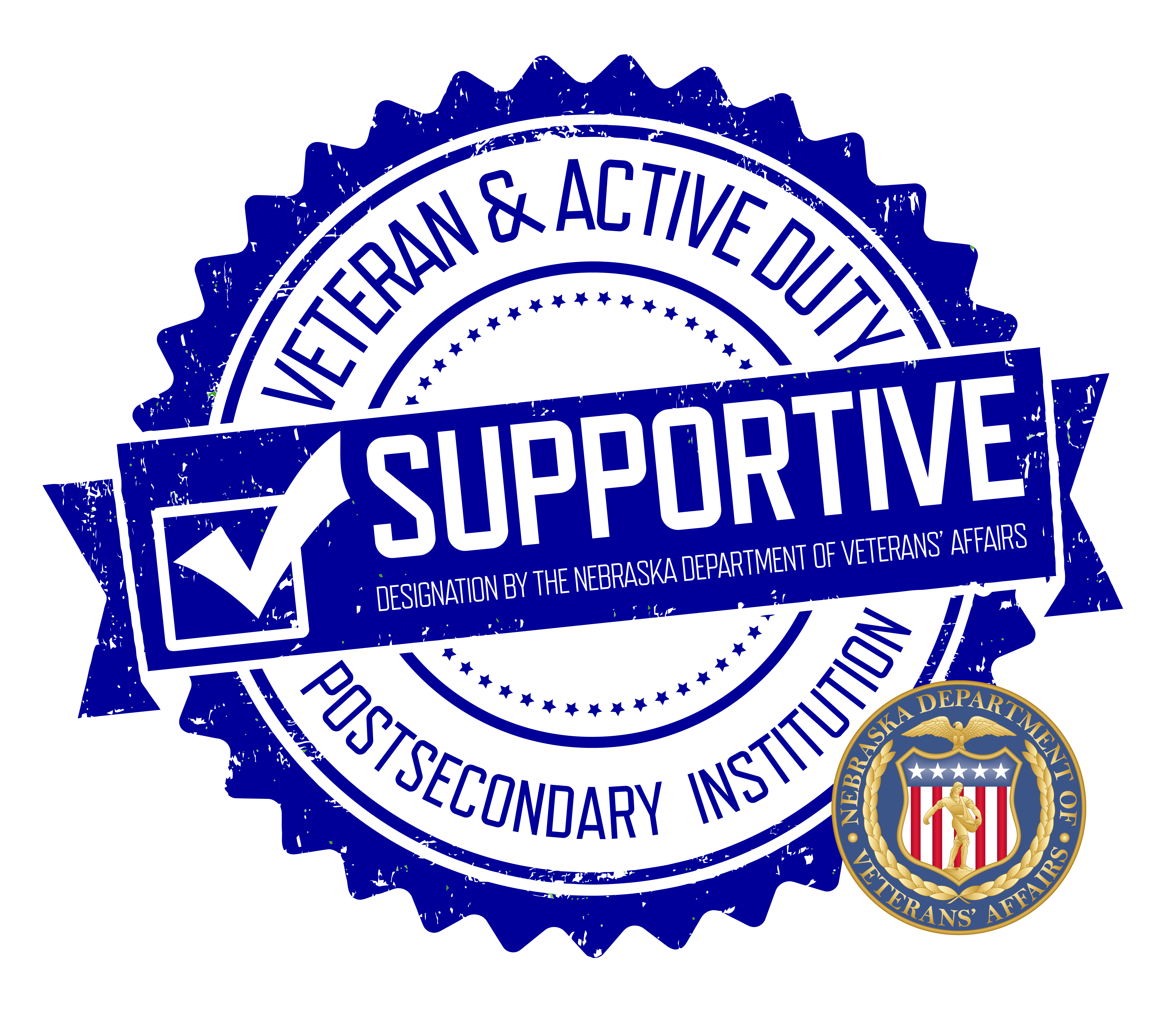 Veteran and Active Duty Supportive Designation for Postsecondary Institutions Seal