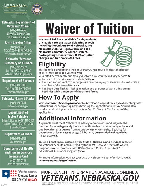 Waiver of Tuition info sheet