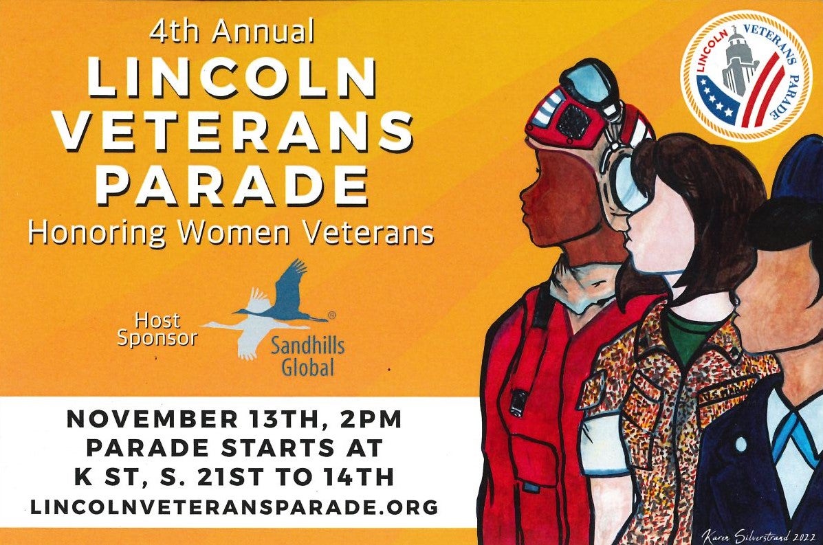 Lincoln Veterans Parade graphic. honoring our women veterans