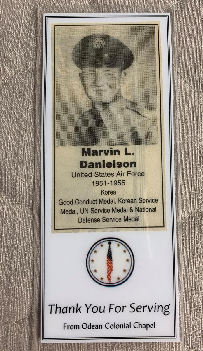 Photo of Marvin Danielson with Dates of Service and medals received listed
